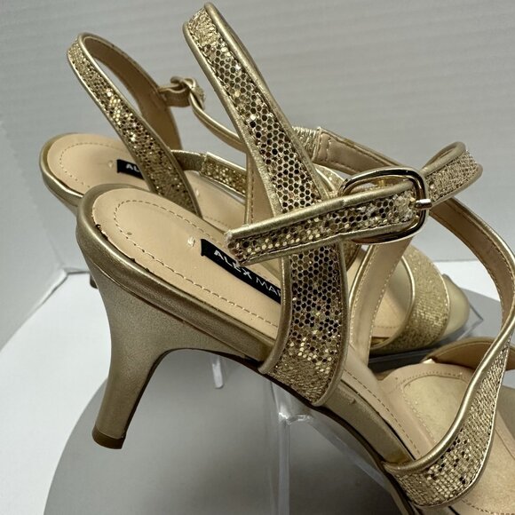 Alexa Marie Women's Gold Glittered Shoes Size 7.5 Strappy Eveningwear - Picture 4 of 11